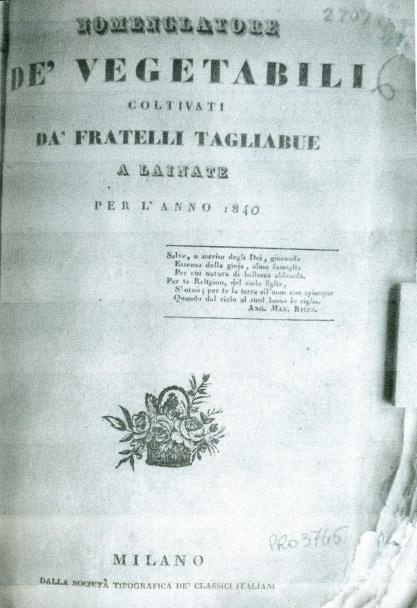 'Nomenclatore de' vegetabili coltivati da' Fratelli Tagliabue per l'anno 1840'  photo