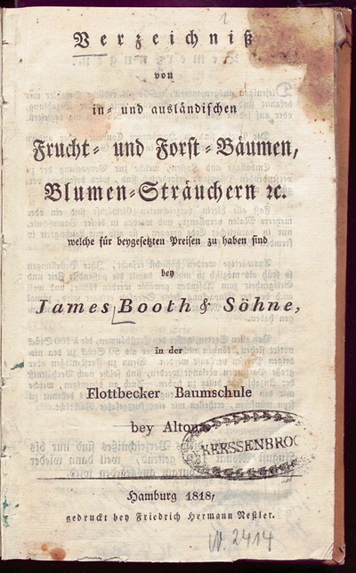 'Verzeichniß .... bey James Booth & Söhne, in der Flottbecker Baumschule bey Altona'  photo