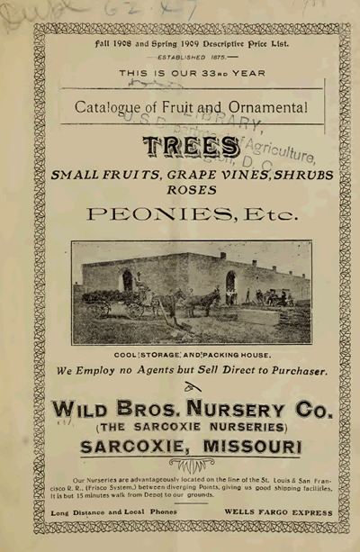 'Wild Bros. Nursery Co. - Catalogue of Fruit and Ornamental Trees'  photo